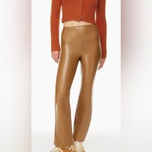 Aritzia Wilfred Free Daria Flare Pants, Cognac, Vegan Leather, Medium